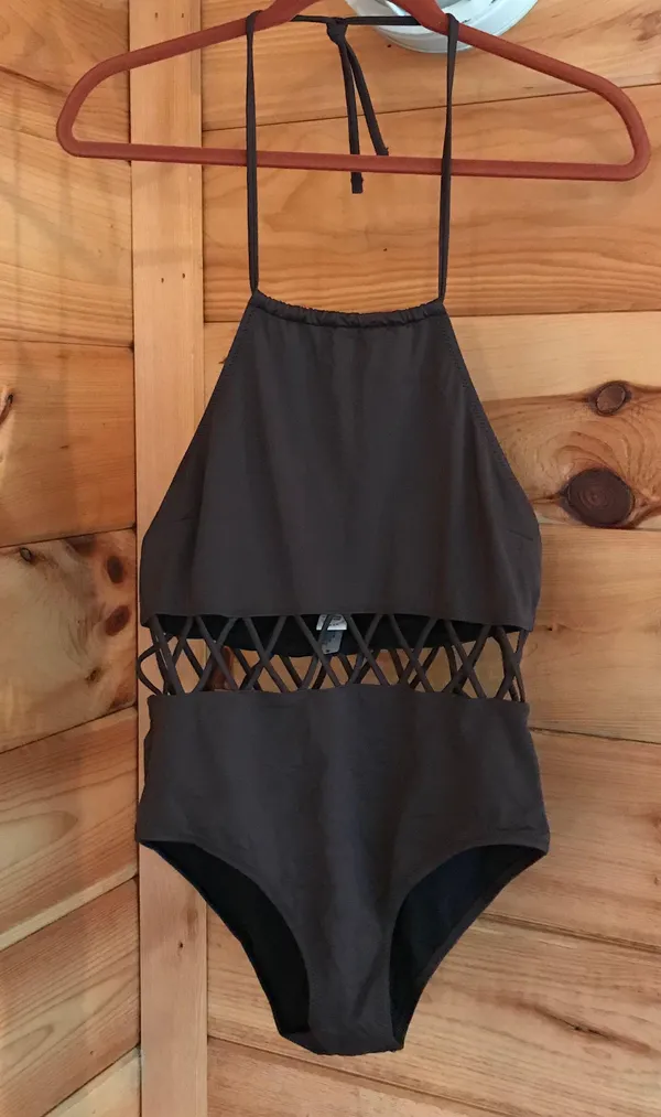 Solid & Striped AMAZING BROWN  ONE PIECE CUT OUT BATHING SUIT - Image 3