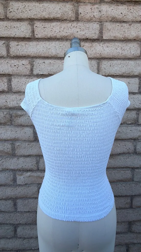 ✨ American Rag White Shirred Square-Neck Crop Top | Size XXL - Image 3