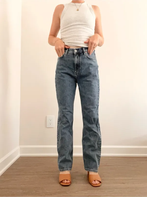 & Other Stories High-Rise Straight-Leg Jeans in Washed Blue - Image 4