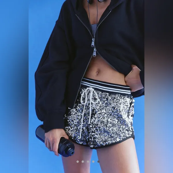 Free people movement shining star shorts metallic black combo NWT $78 - Image 4
