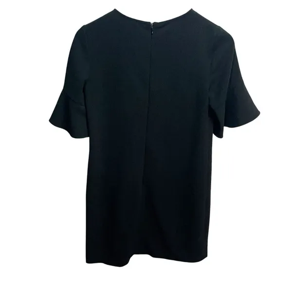Loft Shift Dress Womens 0‎ Black Flounce Ruffle Sleeve Crepe Mini Career Classic - Image 2