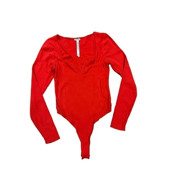 Free People Intimately‎ Free Zoe V-Wire Bodysuit Red Small - Image 11