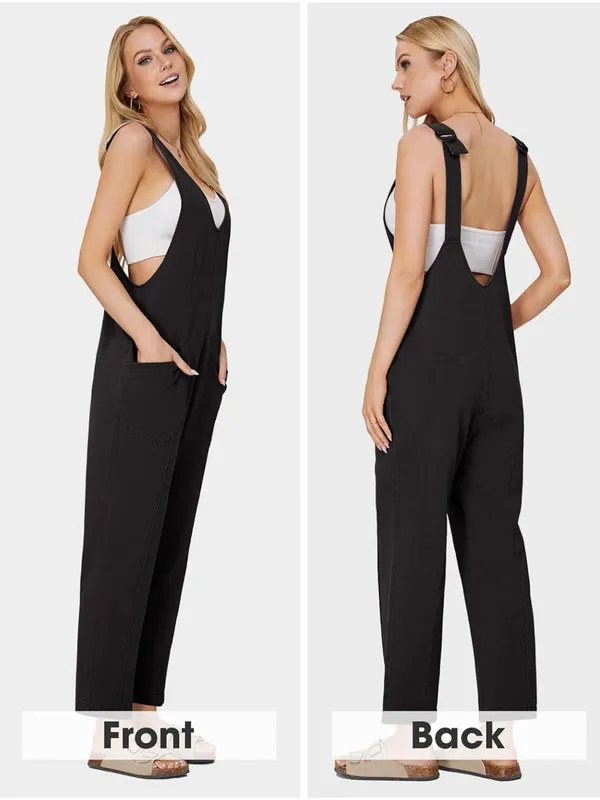 Exlura NEW High Roller Denim Bib Jumpsuit Loose Sleeveless Baggy Overalls Pockets M - Image 2