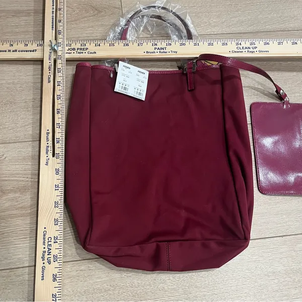 NWT Fendi Magenta Pink Leather Nylon Mini Shopper Tote with Change Purse - Image 2