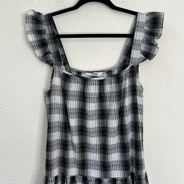 BB Dakota by Steve Madden Black and White Plaid Maxi Dress, M - Image 4