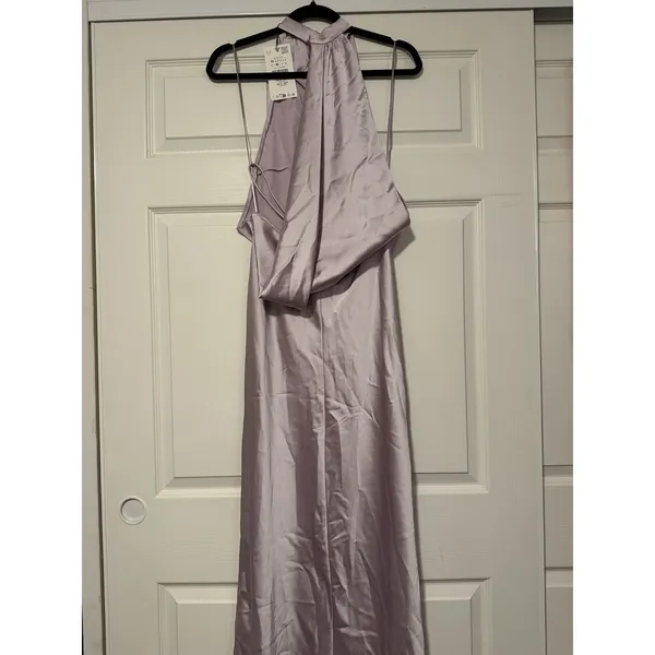 Zara Lilac Midi Satin Effect Dress Open Back Wedding Guest Tik Tok Purple Summer - Image 6