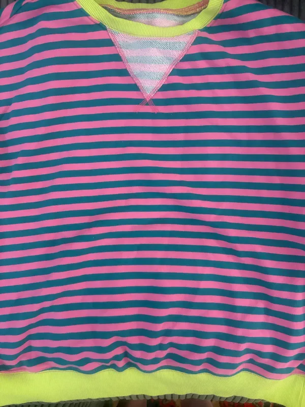 Pink and green striped crewneck Multiple Size M - Image 4
