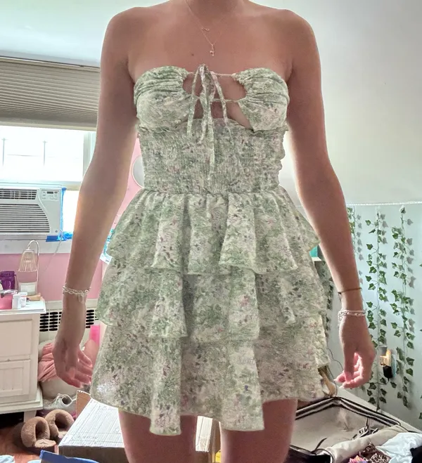 Green floral dress - Image 3