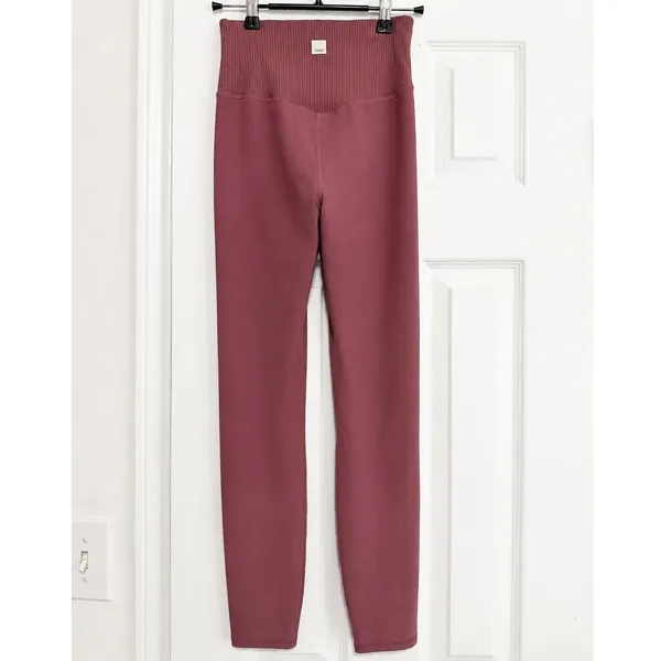 Vuori Leggings XS Dusty Rose High Rise Ribbed Waistband Yoga Activewear - Image 3