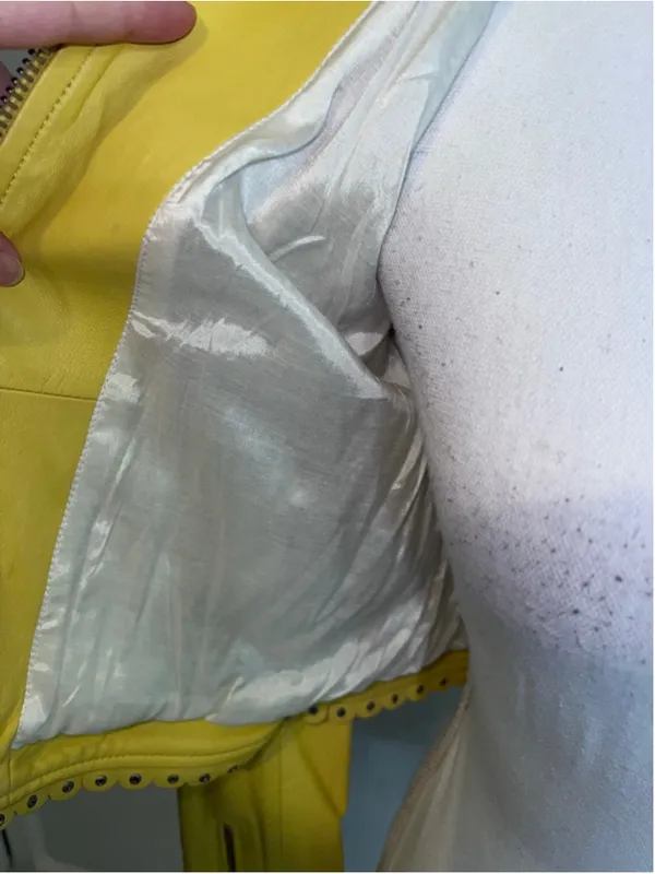 DOMA Yellow Lamb Leather Scalloped Cropped Jacket S - Image 12