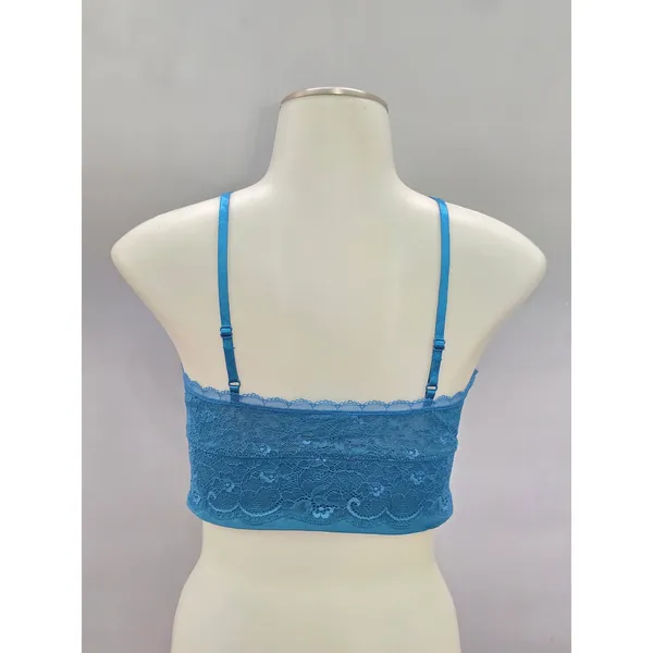Blue Romantic Boudoir Bridal Cottage Lingerie Feminine Floral Lace Bra Small - Image 2