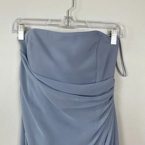 Jordan Y2K Light Blue Strapless Sparkle Chiffon Prom Bridesmaid Wedding Guest XS - Image 2