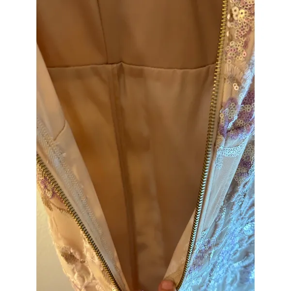Speechless Sequin Floral Embroidery Prom Gown Nude‎ Lavender Gold Size 3 - Image 5