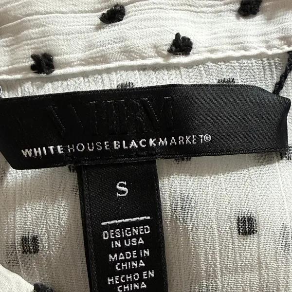 WHITE‎ HOUSE BLACK MARKET Polka Dot Embroidered Ladder Lace Blouse NWOT Small - Image 7