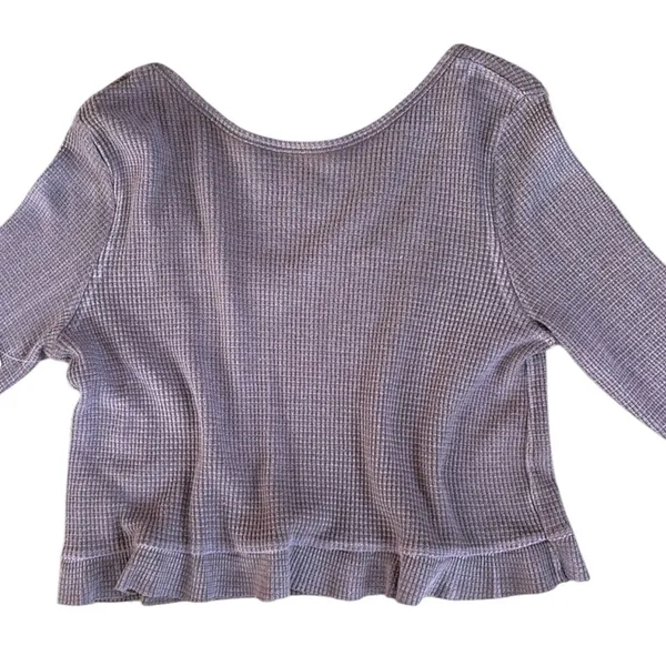 NWT Free People Long Sleeve Waffle Knit Ruffled Crop Top Size Small - Image 8
