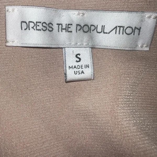 Dress the Population Gold Metallic Lace V Neck Fit Flare Cocktail Mini Dress S - Image 7