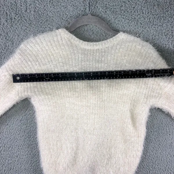Hippie Rose Fuzzy‎ Knit Sweater Women XS Twist Front Pullover Cozy Soft Chic - Image 7