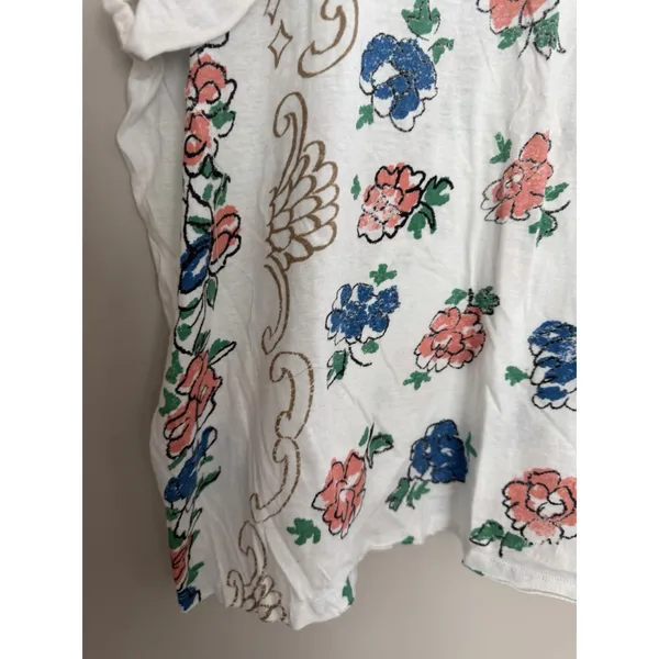Free People We The Free Nina Boheme Floral Printed Tee Ivory Women's Size Large - Image 9