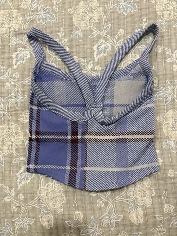FP Movement by Free People Lavender Plaid Cropped Tank Top - Image 2