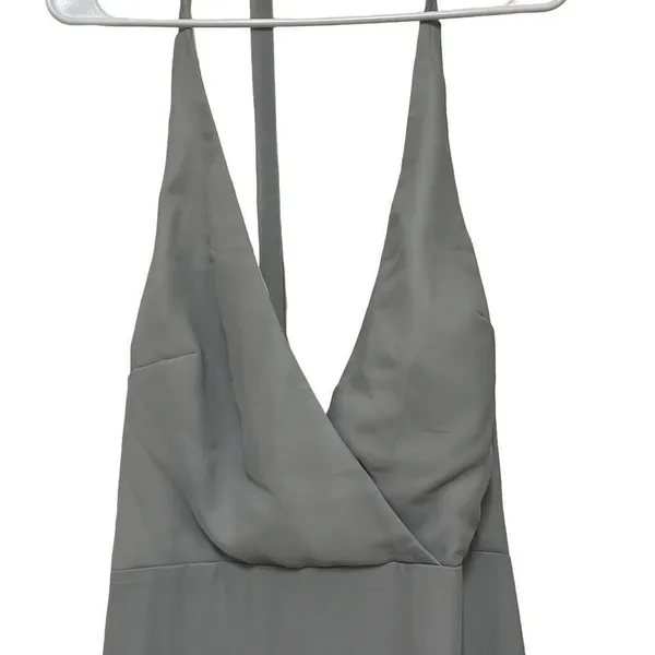 Birdy Grey Moni Halter Gown Silver Grey Chiffon Bridesmaid Dress 2XL NWT Pockets - Image 4