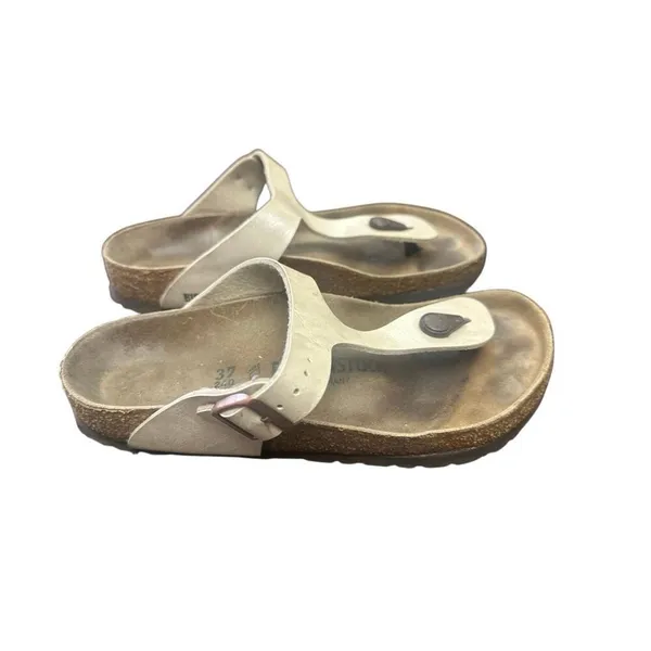 Birkenstock Gizeh Birko-Flor, Pearl White, Size 37US 6.5 - Image 4