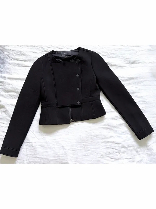 BCBGMaxAzria Jaymes Peplum Moto Jacket Black - Image 5