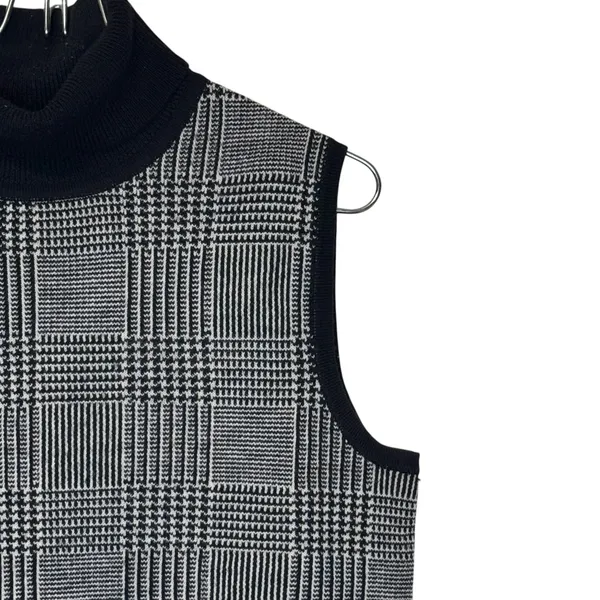 Pendleton Women's Sweater Vest Merino Wool Turtleneck‎ Houndstooth Plaid Medium - Image 4