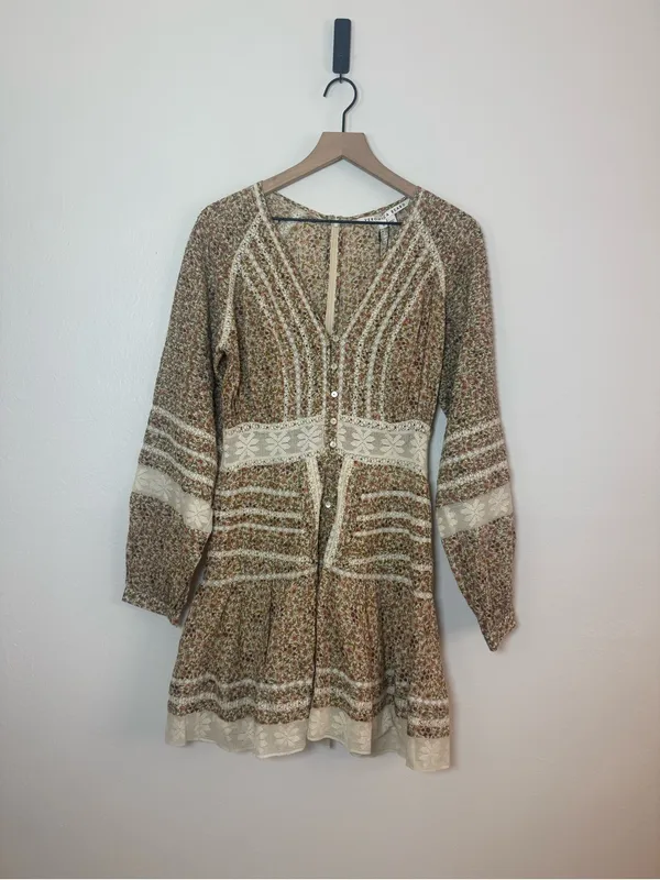 Veronica Beard‎ Addilyn Floral cotton peasant dress with lace trim - Image 4