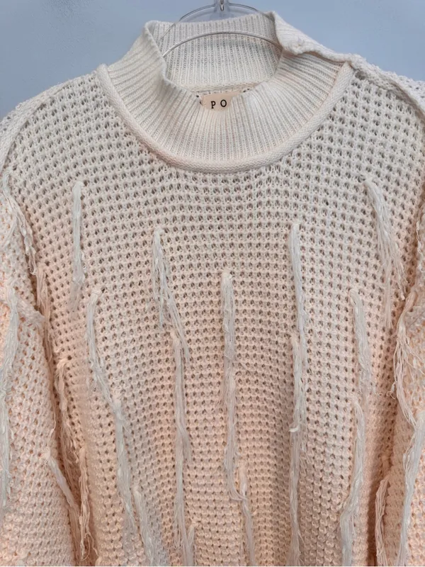POL Oversized Knit Fringe Sweater Size S - Image 4