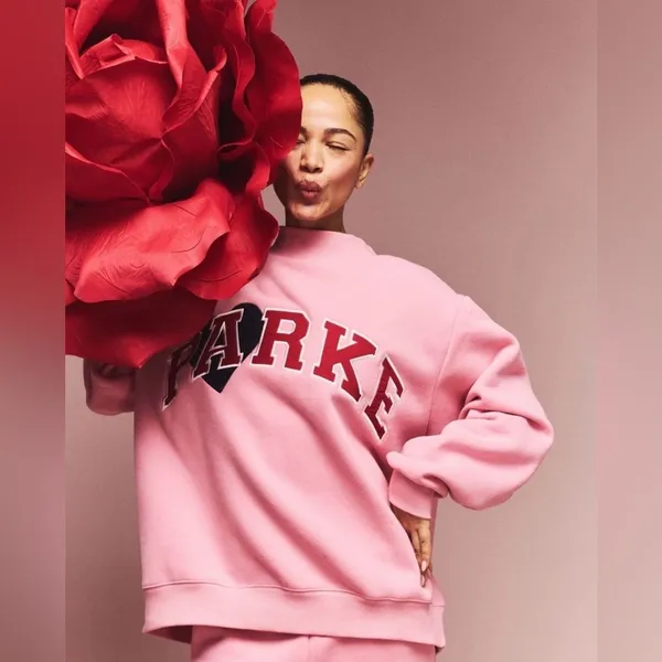 NWT Parke 2026 Valentine’s Day Jean Heart Varsity Mockneck Sweatshirt Size XXL - Image 2