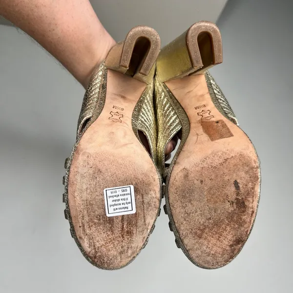 Tory Burch Brida Metallic Mule Sandals Size 8.5 - Image 4
