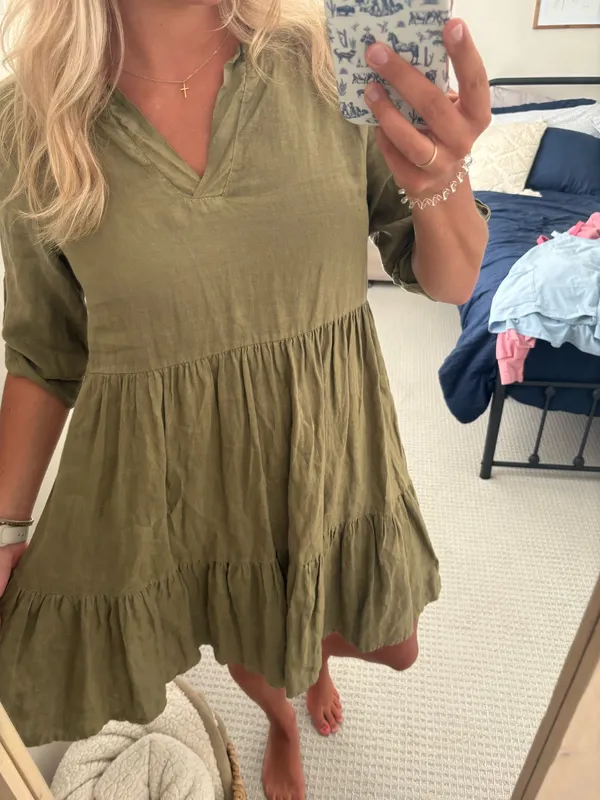 Olive linen dress - Image 3