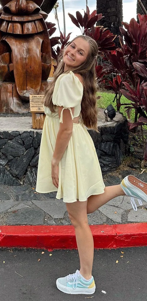 Lucy in the Sky Yellow Mini Dress - Image 4