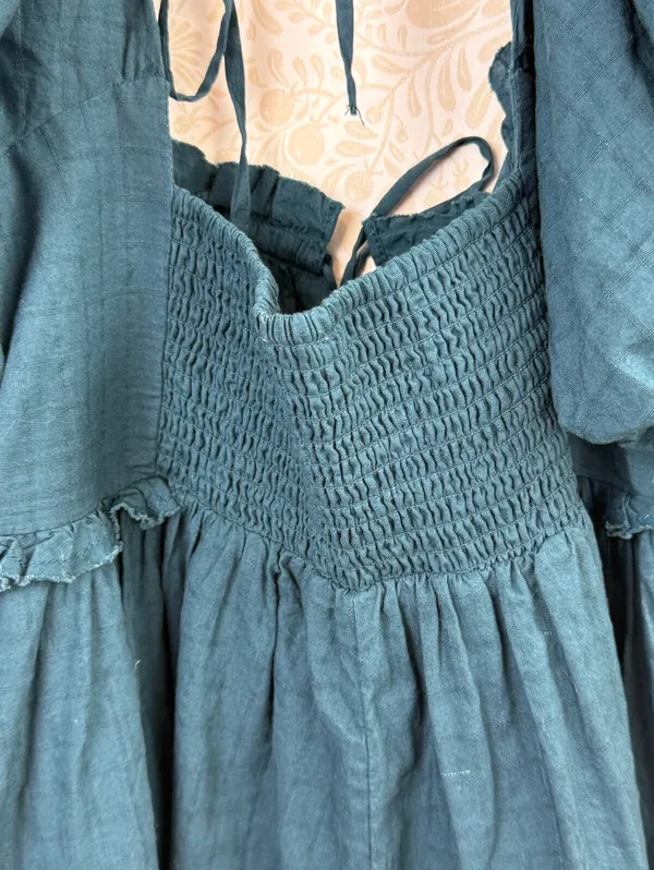 Pilcro by Anthropologie Teal Green Puff-Sleeve 3" Babydoll Romper - Size - XL - Image 6