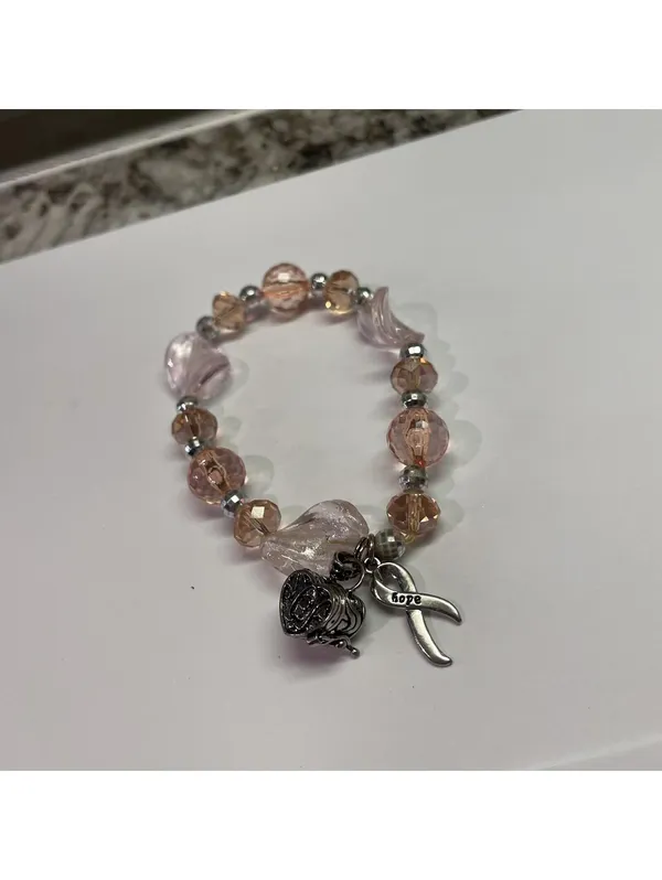 Alexa’s Angel Costume Jewelry Bracelet Beaded Stretch Pink Bead Heart Locket - Image 6