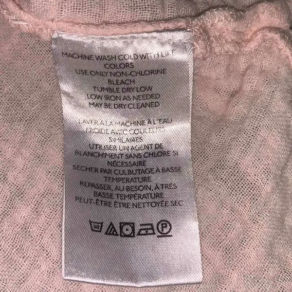 Urban Outfitters Button Down Shirt Small Pink Cotton Gauze Raw Hem‎ Boho Coastal - Image 7