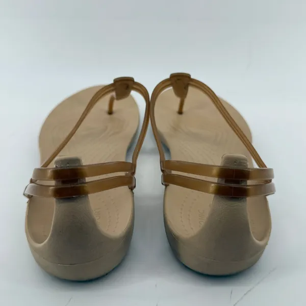 Crocs Isabella T Strap Sandal Bronze Tan Women 10 Jelly Slip On Casual Flip Flop - Image 5