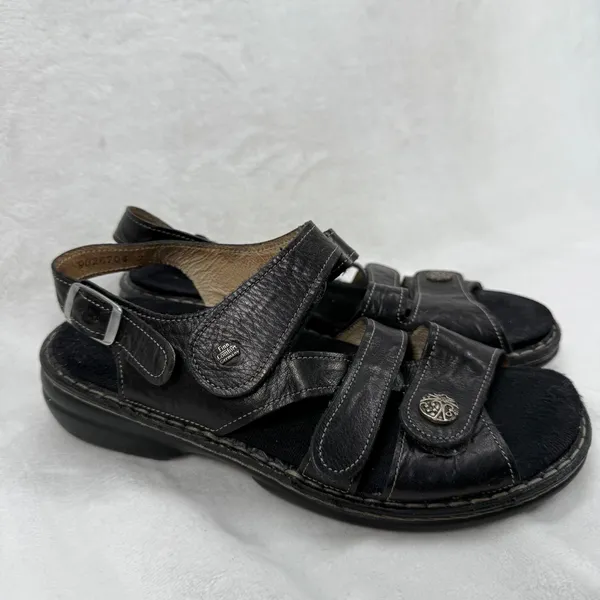 Finn Comfort Leather Sandals Adjustable Straps Comfort‎ Germany Black Sz 38 US 7 - Image 6