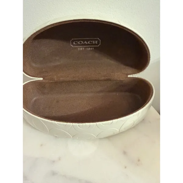 Coach White Embossed Signature Hard Shell Glasses‎ Case - Image 2