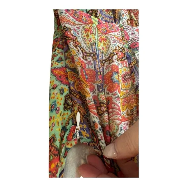 Brooks‎ Brothers Red Fleece Dress Women 12 Multicolor Floral Mini Preppy Boho - Image 5
