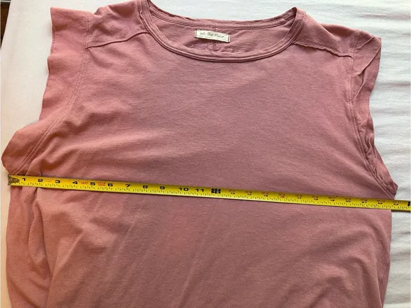 Free People We The Free XS Mauve Cotton Raw Seam Relaxed Cap Sleeve Top - Image 6