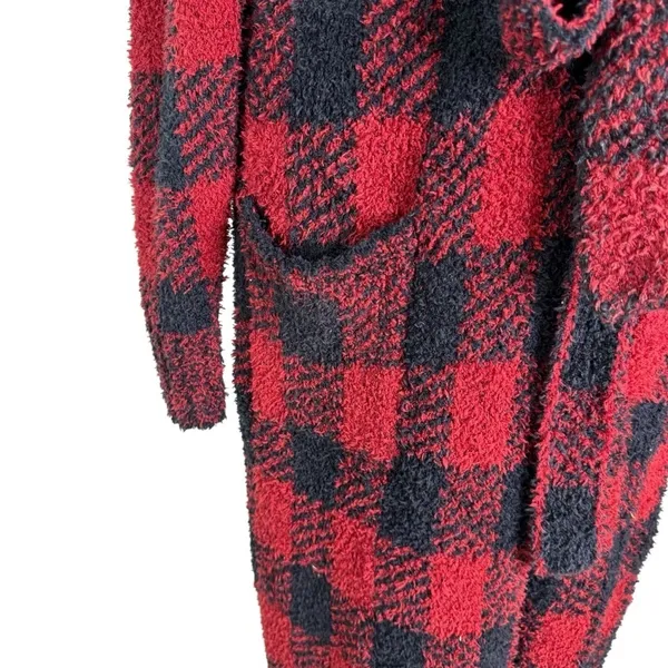 NWT SKIMS Knit Unisex Belted Robe Brick Buffalo Plaid Red Black Size S/M - Image 10