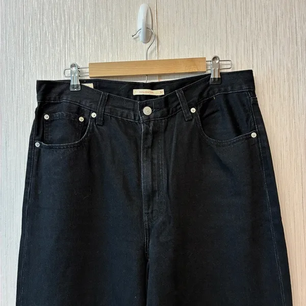 Levi's HIGH LOOSE FLARE Black Denim Wide Leg‎ Jeans Size 32 - Image 3