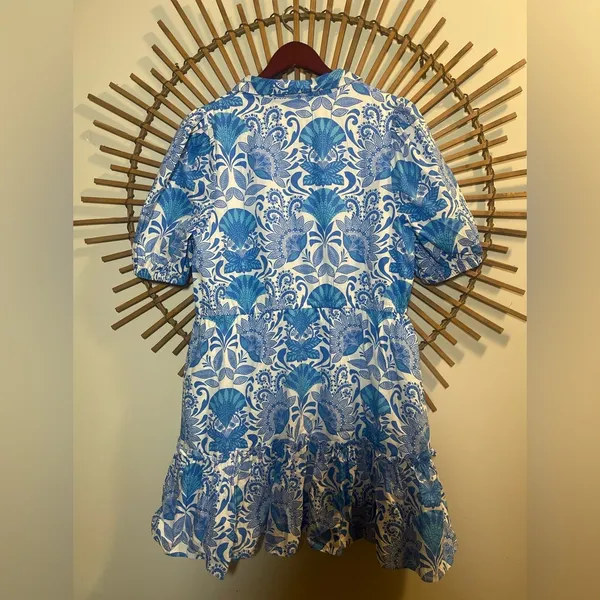 Women’s Sugarlips Biller Floral Stacie Button Down Mini Dress Blue Nautical M 🐟 - Image 14