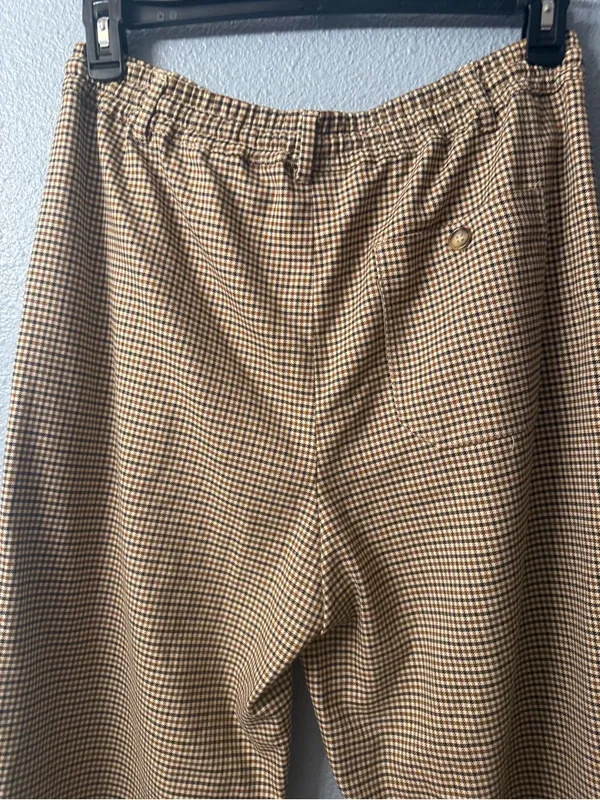 Anthropologie Maeve Classic Women's Houndstooth Wide-Leg Pants in Tan NWOT - Image 7