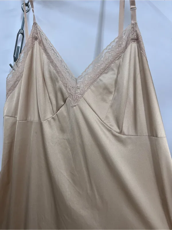 Vanity Fair Vtg Silky Lace-Trim Slip Dress in champagne - Women Intimates size 40 Nylon - Image 8