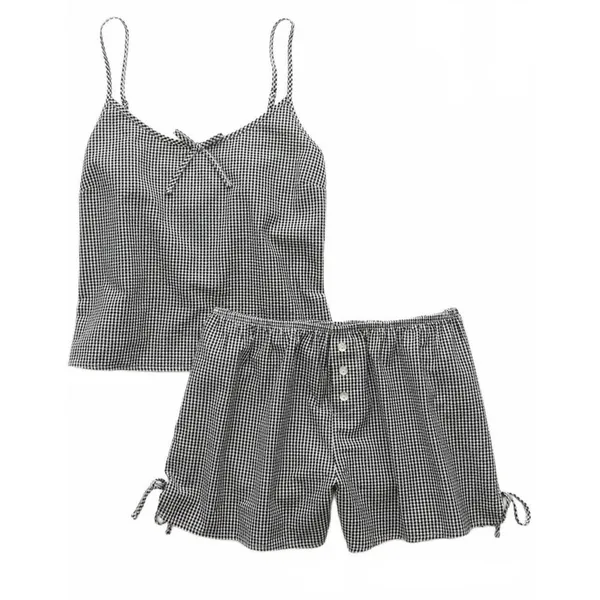 AE Flirty Woven Tank PJ Set American Eagle Black Gingham NWT Small - Image 3