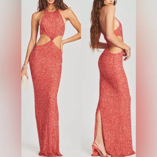 NEW Retrofête Katerina Sequin Dress - Calypso Coral size XS - Image 3