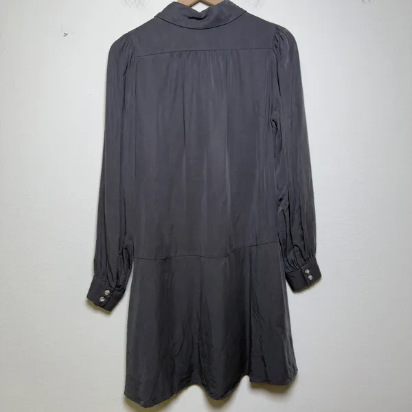 SAMSOE SAMSOE‎ Women Lizzy Shirt Dress Small Gray Drop Waist Long Puff Sleeve - Image 9