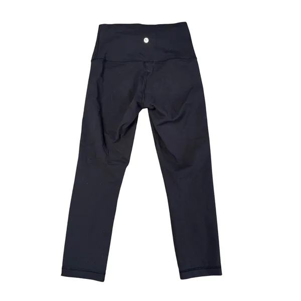Lululemon Fold Over Leggings‎ Women 4 Black Good High Rise Crop Yoga Activewear - Image 2